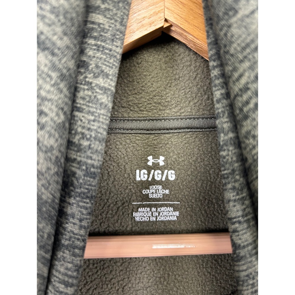 Athletic Gorpcore Under Armour Mens Large Green Space Dye Fleece Pullover Hoodie - Picture 2 of 9